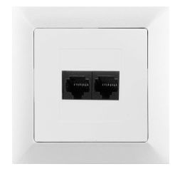 Zásuvka komunikační dvojnásobná PREMIUM 2 PC. barva bílá, kompletní, Greenlux GXKP050