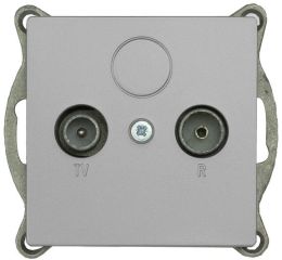 Zásuvka TV+R PREMIUM K M-S, barva stříbrná, bez rámečku, Greenlux GXKP141