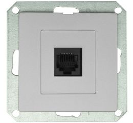 Zásuvka komunikační PREMIUM 1 PC M-S, barva stříbrná, bez rámečku, Greenlux GXKP148