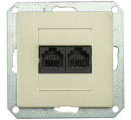 Zásuvka komunikační dvojnásobná PREMIUM 2 PC M-P, barva šampaň, bez rámečku, Greenlux GXKP250