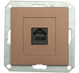 Zásuvka komunikační cat.6 PREMIUM 1 PC/6 M-A, barva mahagonová, bez rámečku, Greenlux GXKP349