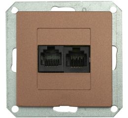 Zásuvka komunikační dvojnásobná cat.6 PREMIUM 2 PC/6 M-A, barva mahagonová, bez rámečku, Greenlux GXKP351