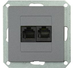 Zásuvka komunikační dvojnásobná PREMIUM 2 PC/6 M-G, barva grafitová, bez rámečku, Greenlux GXKP451