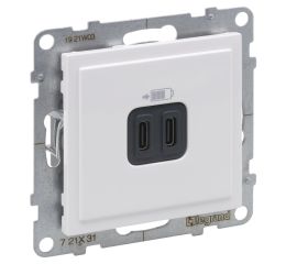Suno nabíječka USB dvojitá typ C+C, bílá, Legrand 721131