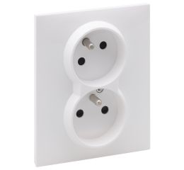 Suno dvojzásuvka 2p+T s dětskou ochranou, bílá, automatické svorky, Legrand 721182