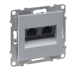 Suno datová zásuvka 2x RJ45 CAT.5e, UTP nestíněnná, beznástrojová LCS3, barva hliník, Legrand 721351