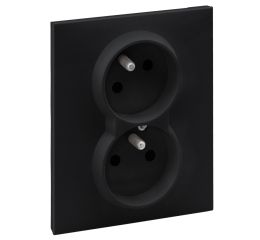 Suno dvojzásuvka 2p+T s dětskou ochranou, černá, automatické svorky, Legrand 721482