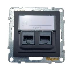 Suno datová zásuvka 2x RJ45 kategorie 6 UTP beznástrojová LINKEO C, černá, Legrand 72C6UC2