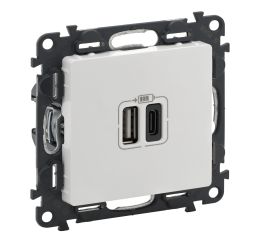 Valena LIFE dvojitá nabíječka USB A+C 3A bílá Legrand 753106