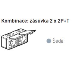 Forix zásuvka 2x2P+T šedá 782397 vodotěsná Legrand