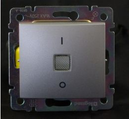 Valena spínač č.2 dvojpólový s podsvětlením stříbrná typ 770149 Legrand