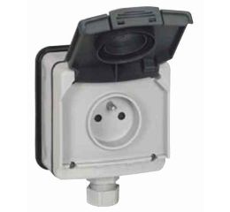 PLEXO 66  zásuvka 230V 16A šedá IP66 typ 90466 Legrand pro náročná prostředí