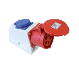Zásuvka  16A/5pólová 9215-6f nástěnná Combo se zabudovanou zásuvkou 230V/16A PCE IP44