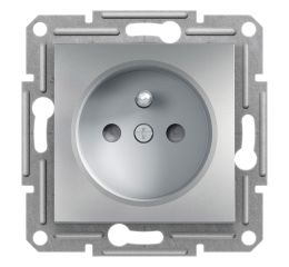 Asfora - Zásuvka 2P+PE 250V 16A, clonky, aluminium, Schneider EPH2800261