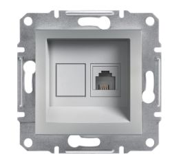 Asfora - Zásuvka telefonní RJ11, aluminium, Schneider EPH4100161