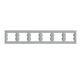 Asfora - Krycí rámeček šestinásobný, aluminium, Schneider EPH5800661