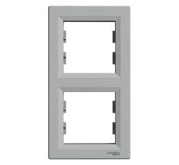 Asfora - Krycí rámeček dvojnásobný vertikální, aluminium, Schneider EPH5810261