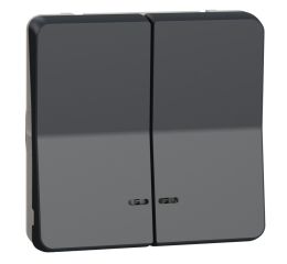 Mureva Styl MUR35228 Tlačítko dvojité č.1/0+1/0So s orientační kontrolkou, IP55, Antracit