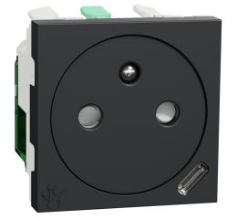 Unica NU301554E Zásuvka skrytá 250V/16A + USB-C 10.5W, 2.1A, Antracit, Schneider Electric