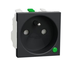 Unica NU305954EP Zásuvka s přepěťovou ochranou 250V/16A 2P+E, clonky, bezšroubová, Antracit Schneider Electric