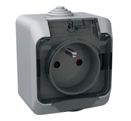 Cedar Plus zásuvka jednonásobná s čirým krytem IP44 šedá Schneider Electric WDE000642