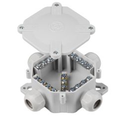 Krabice vodotěsná 6455-11 5.P/2 acidurka 5-pólová šedá vývodky 16mm SEZ