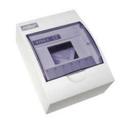 Rozvodnice   6-modulů na omítku IP30 plastová bílá, průhledná dvířka nástěnná STI613-6