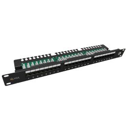 Patch panel 19" 1U 24xRJ45 Cat.5e UTP nestíněný s vyvazovací lištou Solarix SX24L-5E-UTP-BK-N