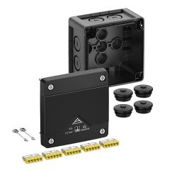 Krabice na omítku Abox PRO 025-2,5²/sw se svorkovnicí 5x5x2,5mm2 IP66 92x92x60mm černá Spelsberg 40202001