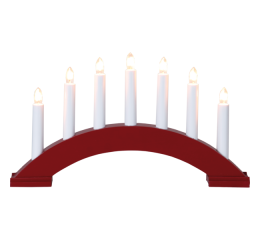 Svícen BEA dřevěný odstín červený 7x žárovka výška 22cm šířka 39cm StarTrading 283-15