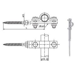 DJD držák jímací tyče a trubky do dřeva, délka 200mm, provedení FeZn