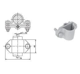 SJ 2b svorka pro připojení zemnicího pásku a vodiče k zemnící tyči, FeZn