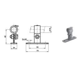 DJSb držák jímače a trubky na stěnu, výška 50mm, provedení FeZn