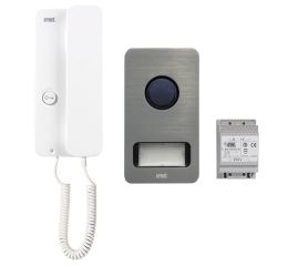 Souprava domovního tel. pro 1 úč., tel. 1150/1, panel 1122 MIKRA - 1 nebo 2 tlač., zdroj 9