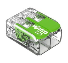 Svorka krabicová 2x4mm2 COMPACT max.85°C 221-422 páčková zelená WAGO