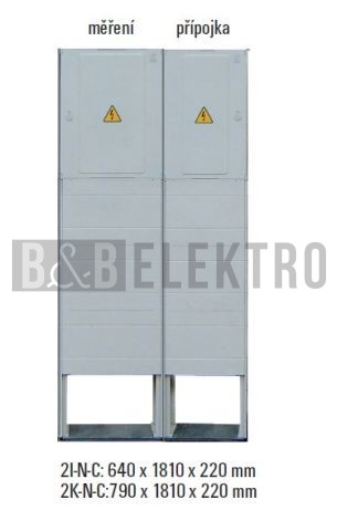Sestava HELGA 2K-N-C (ES212+100) elektroměrová a přípojková skříň pro ČEZ, E.ON v pilíři