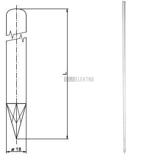 JK 2,0 N jímací tyč s kovaným hrotem nerezová délka 2 metry