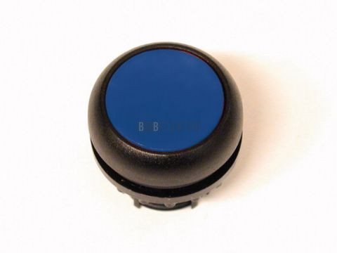 M22S-DRH-B tlačítko zvýšené s aretací modré,čelní kroužek černý