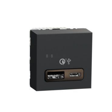 Unica NU301954 Dvojitý nabíjecí USB konektor A+C 18W, 2.4A, Antracit, Schneider Electric