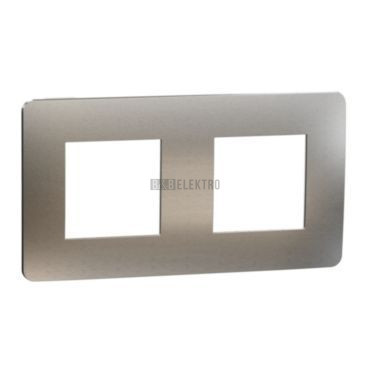Unica Studio Metal NU280455M Rámeček dvojnásobný, White Aluminium/Bílý, Schneider Electric