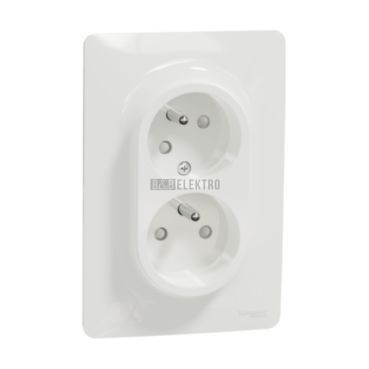 Unica NU206518 Dvojzásuvka pootočená 16A 230V, bílá, Schneider Electric