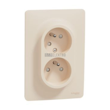 Unica NU206544 Dvojzásuvka pootočená 16A 230V, béžová, Schneider Electric