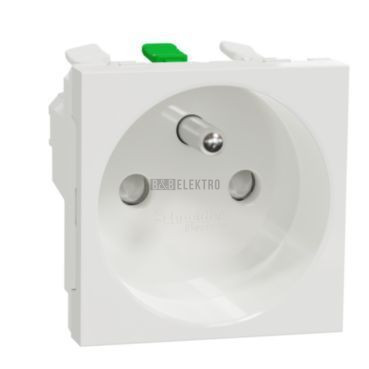 Unica NU305918E Zásuvka 250V/16A 2P+E, clonky, bezšroubové svorky, bílá, Schneider Electric
