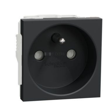 Unica NU303954E Zásuvka 250V/16A 2P+E, clonky, šroubové svorky, Antracit, Schneider Electr
