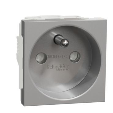 Unica NU303930E Zásuvka 250V/16A 2P+E, clonky, šroubové svorky, Aluminium, Schneider Elect