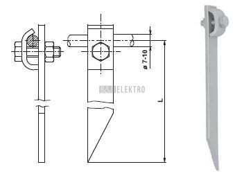 PV  1a-20 podpěra hromosvodního vodiče do zdiva nebo dřeva, délka 200mm, FeZn