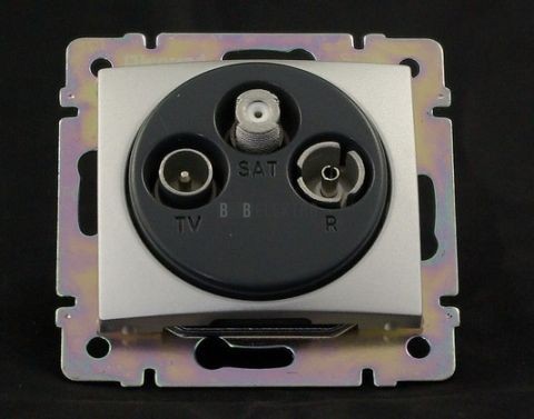 Valena zásuvka TV-RD-SAT průběžná stříbrná 770137 Legrand