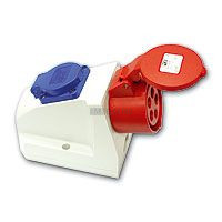 Zásuvka  32A,4pól 9224-6f nástěnná Combo se zabudovanou zásuvkou 230V/16A