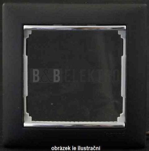 Valena rámeček 4násobný černá/stříbrný proužek horizontální typ 770394 Legrand
