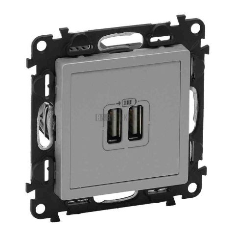Valena LIFE zásuvka USB dvojnásobná nabíjecí hliník typ 753312 legrand